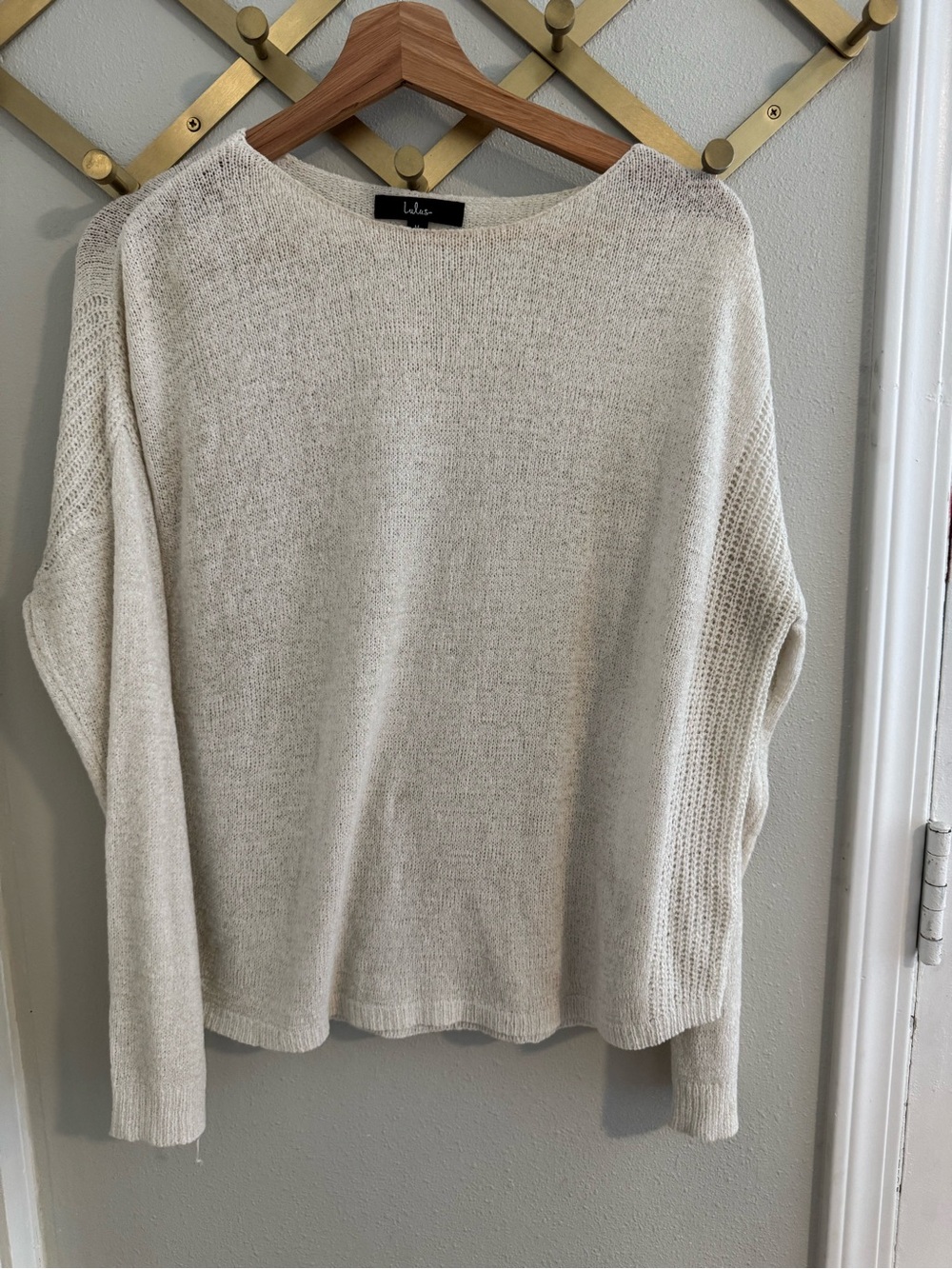 Lulu's Cream Lightweight Knit Scoop Neck Sweater
